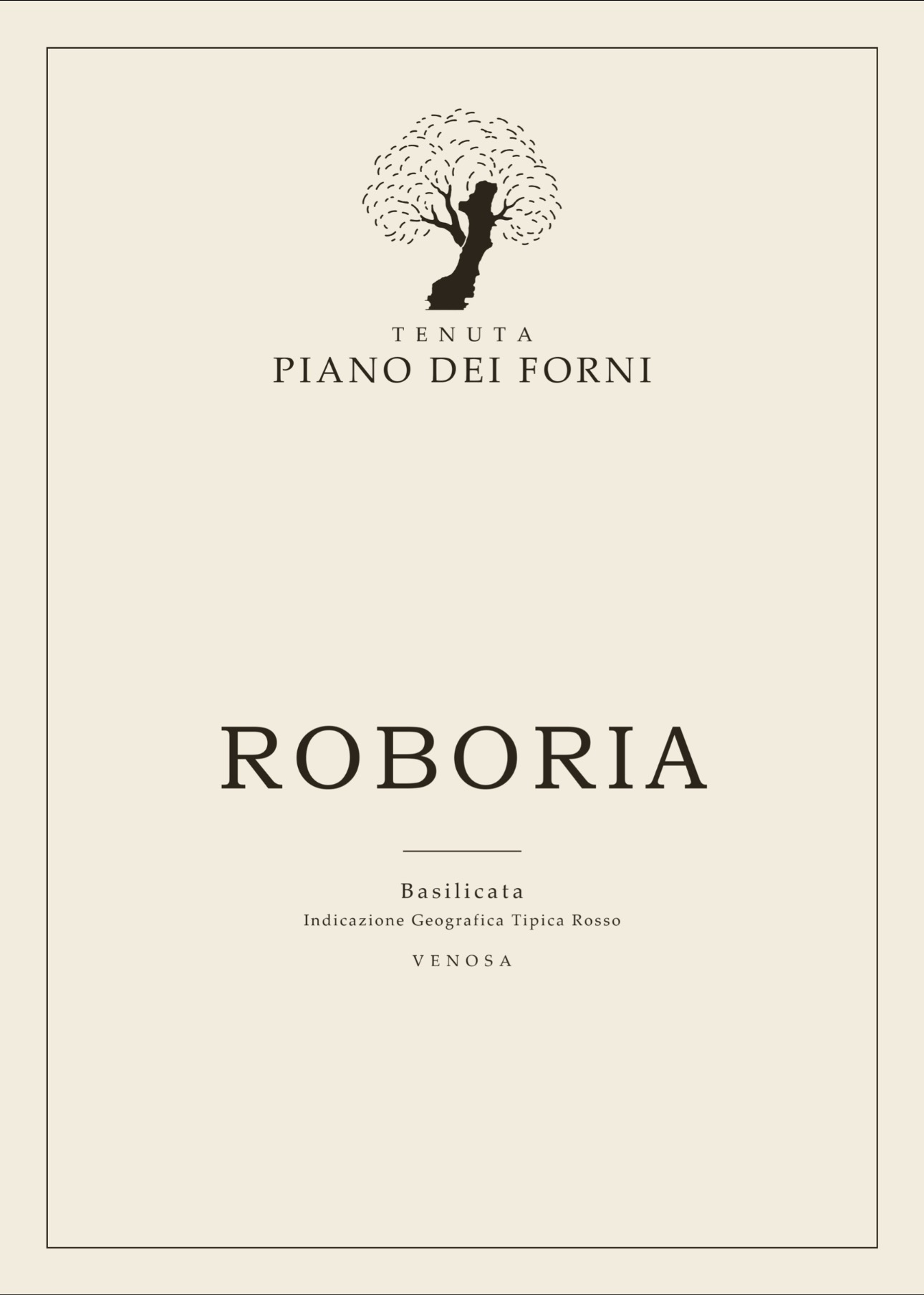 Etichetta del vino Roboria, Tenuta Piano dei Forni